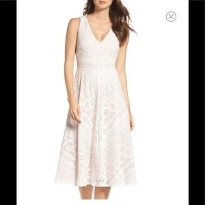 Lace Mitered Midi Dress